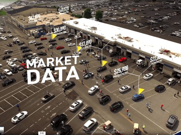market data over car dealership lot